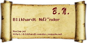 Blikhardt Nándor névjegykártya